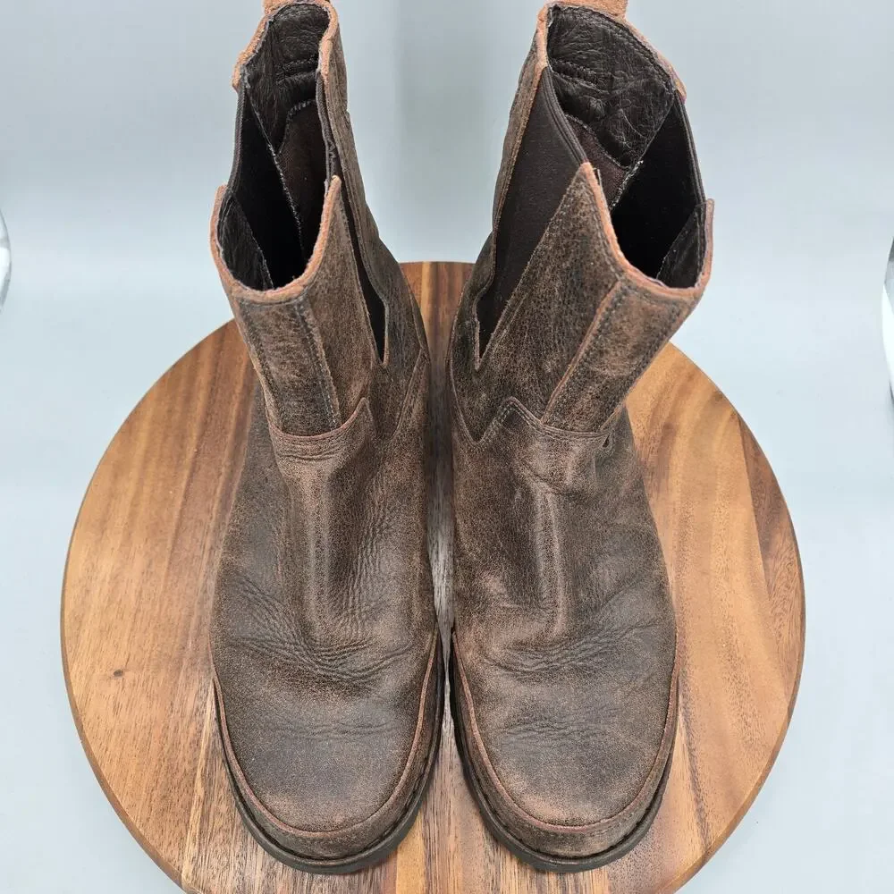 Ugg Herrick Chelsea Boots Mens 11 Brown Leather Rugged Casual Pull On Ankle